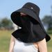 Protezione solare LazyZoom con protezione per il collo, visiera staccabile, protezione UV, cappello da pescatore a tesa larga, cappello parasole per_voghion.com