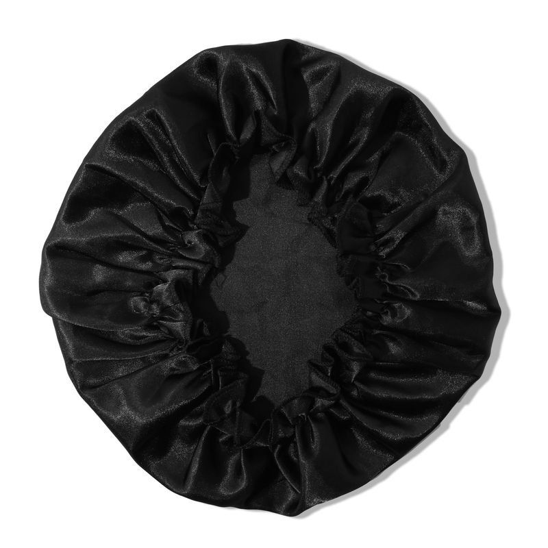 Lace-Trimmed Satin Sleep Cap - Elastic Dome Hair Protector For Nighttime Beauty Care & Shower Use_voghion.com