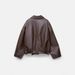 Vintage-Inspired Women's Faux Leather Bomber Jacket - Stylish Spring Casual Coat With Relaxed Fit (Black, Brown)_voghion.com