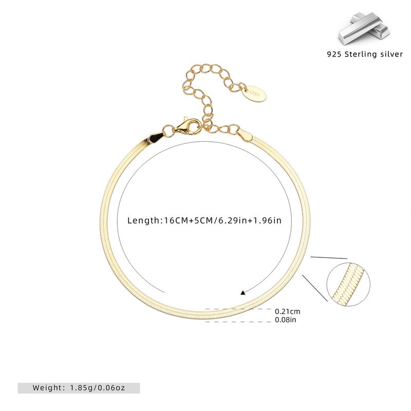 Women's Jewelry Sleek Flat Snake Chain Bracelet In 925 Sterling Silver With Gold/Rhodium Plating – Minimalist Luxury For Everyday Elegance_voghion.com