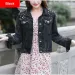 Women's Jackets Pearl Beading Short Denim Women Wash Long Sleeve Vintage Casual Jean Jacket Coat Jeans 5xl_voghion.com