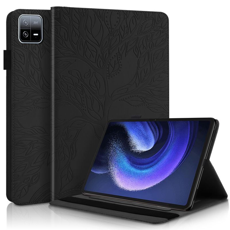 For Xiaomi Pad 6 / Pad 6 Pro Life Tree Series Horizontal Flip Leather Tablet Case(Black)_voghion.com