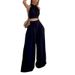 Ensemble deux pièces pour femme, décontracté, col licou, coupe ajustée, bustier élégant, taille haute, pantalon long, collection 2025_voghion.com