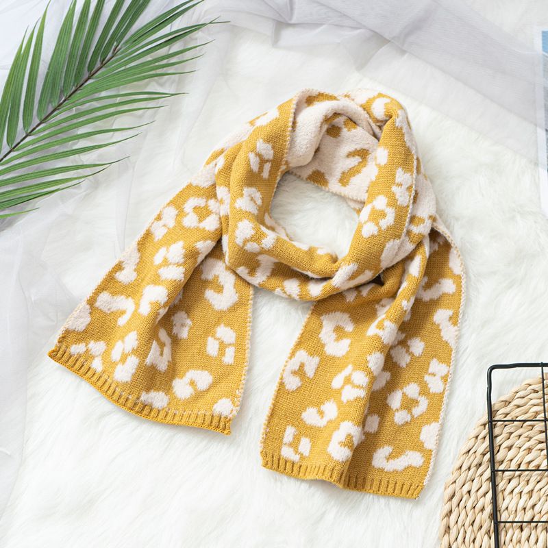 Ny höst och vinter barninlägg kristall leopardmönstrad baby koreansk version stickat garn varm halsduk trend_voghion.com