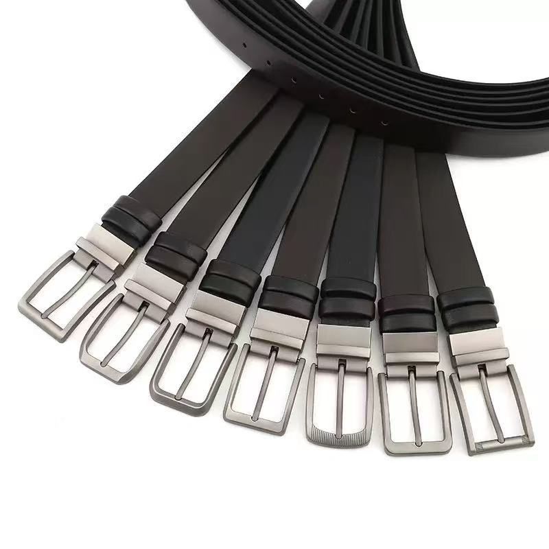 New Rotating Pin Buckle Men's Business Genuine Leather Soft Double-Sided Casual Versatile High-End Feel Waist Belt_voghion.com