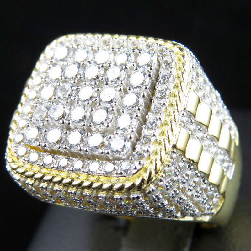 Trendy Men's Hip-Hop Bold Personality Full Diamond Ring For Men_voghion.com