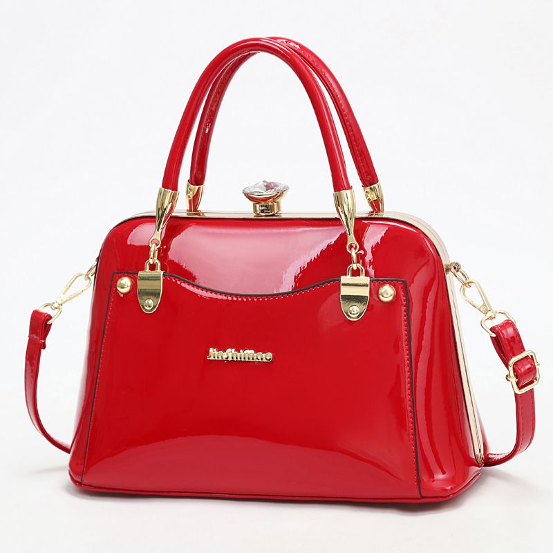 Borsa a tracolla grande in pelle lucida con montatura in acciaio, nuova tendenza 2023 per donna Taizhou_voghion.com