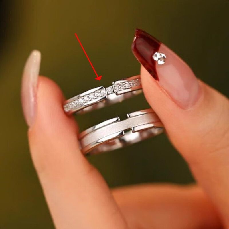 Bagues de couple en argent sterling pour hommes et femmes, bague ouverte, une paire de conception de niche, cadeau d'anniversaire de Saint-Valentin_voghion.com