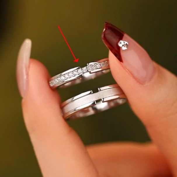 Bagues de couple en argent sterling pour hommes et femmes, bague ouverte, une paire de conception de niche, cadeau d'anniversaire de Saint-Valentin_voghion.com