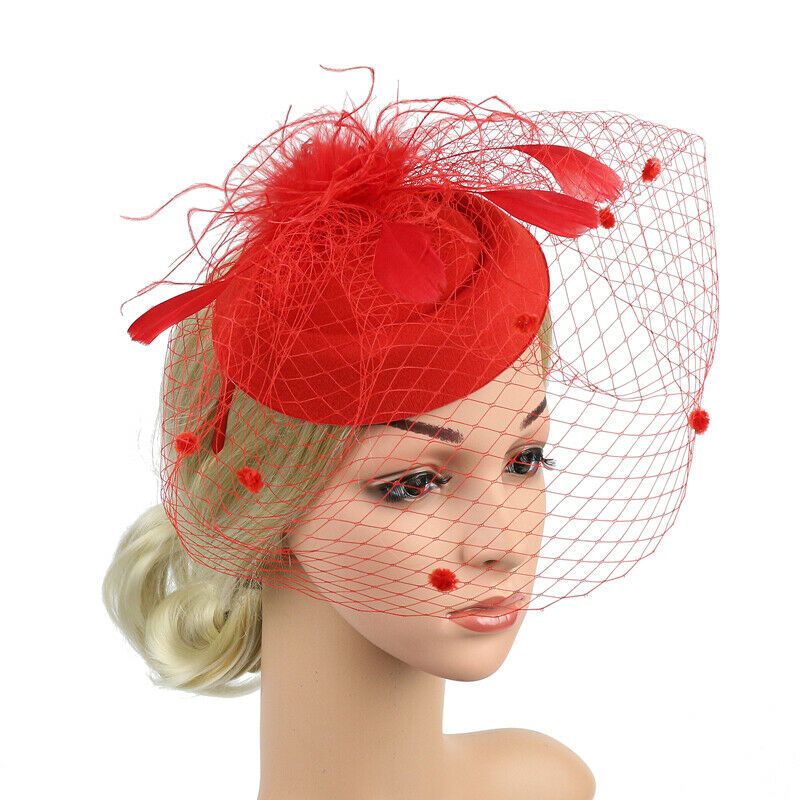 Håndlavet Store Kvinder Fjer Blomster Hår Fascinator Hat Pandebånd Tilbehør Ny Fedora_voghion.com