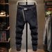 Mænds lette luksus trend sorte elastiske casual slim fit skinny lange bukser_voghion.com
