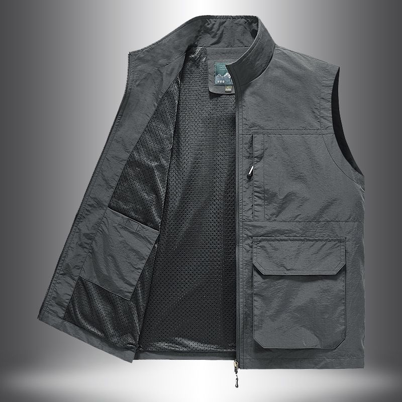 "Men's Utility Vest – Rugged Nylon Photographer & Fishing Sleeveless Jacket With Multi-Pockets (Relaxed Fit, Breathable Polyester Lining, M-5XL)"_voghion.com