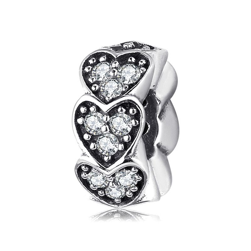 Fraeperlen aus Sterling Sëlwer, handgemaachte DIY Armband Accessoiren, Léiftperlen, Sëlwerbijouen, Spacers, Perlenspacers_voghion.com