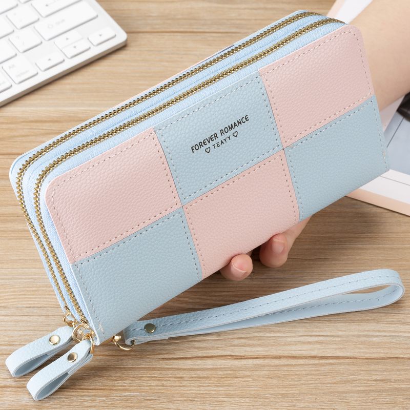 Portafoglio per borsa per telefono con cerniera semplice impiombato a tre colori femminile 2023 lungo da ragazza_voghion.com