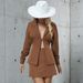 Ladies Spring Apparel Two-Piece Brown Casual Skirt Set_voghion.com