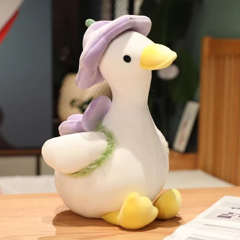 Yellow Duck Doll Plush Toy With Flower Backpack, Cute Little Duck Pillow, Accompanying Plushie Toys For Kids Gift Decor_voghion.com
