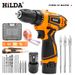 HILDA Accu-lithium-ionboormachine met 1 accu en lader, 10 mm boorkop, 25 Nm koppel, 1350 tpm, voor boren en schroeven in hout/metaal/beton_voghion.com