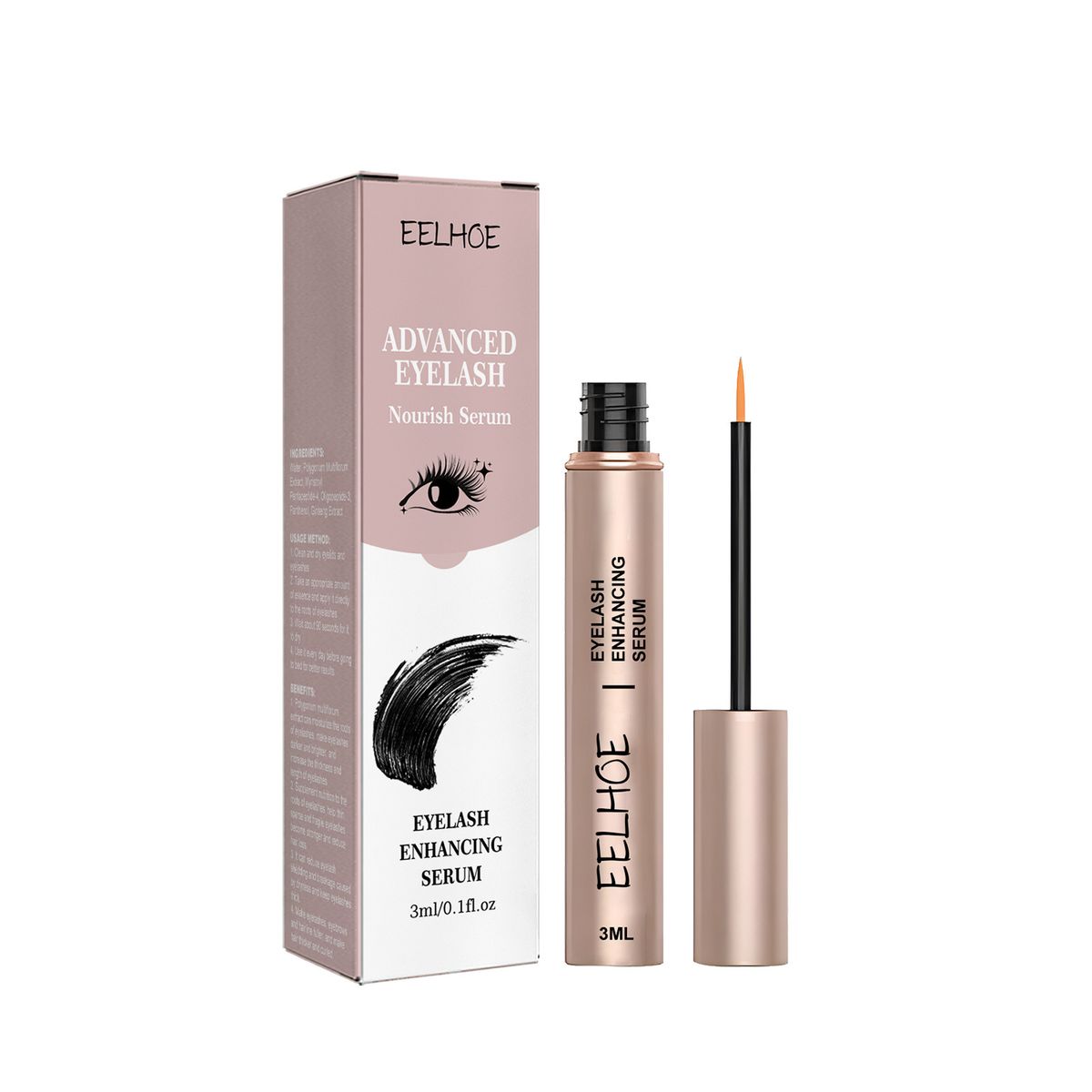EELHOE ripsmetušš Natural Seamless Curl Long Black Thick Beautiful Eyelashes Niisutav hooldusseerum_voghion.com