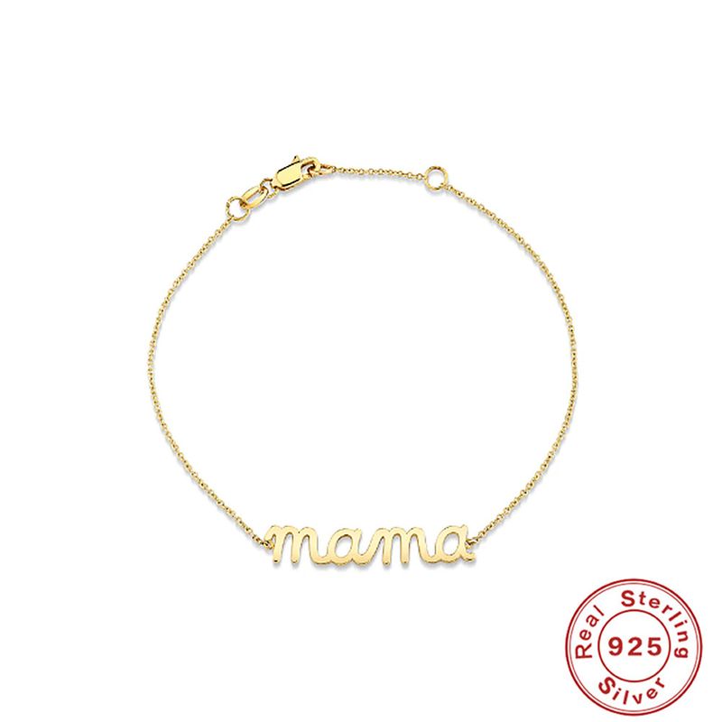 Women’s Jewelry Set Fashion Charm Bracelets Sterling Silver Minimalist Smooth Letter Mama Versatile Temperament_voghion.com