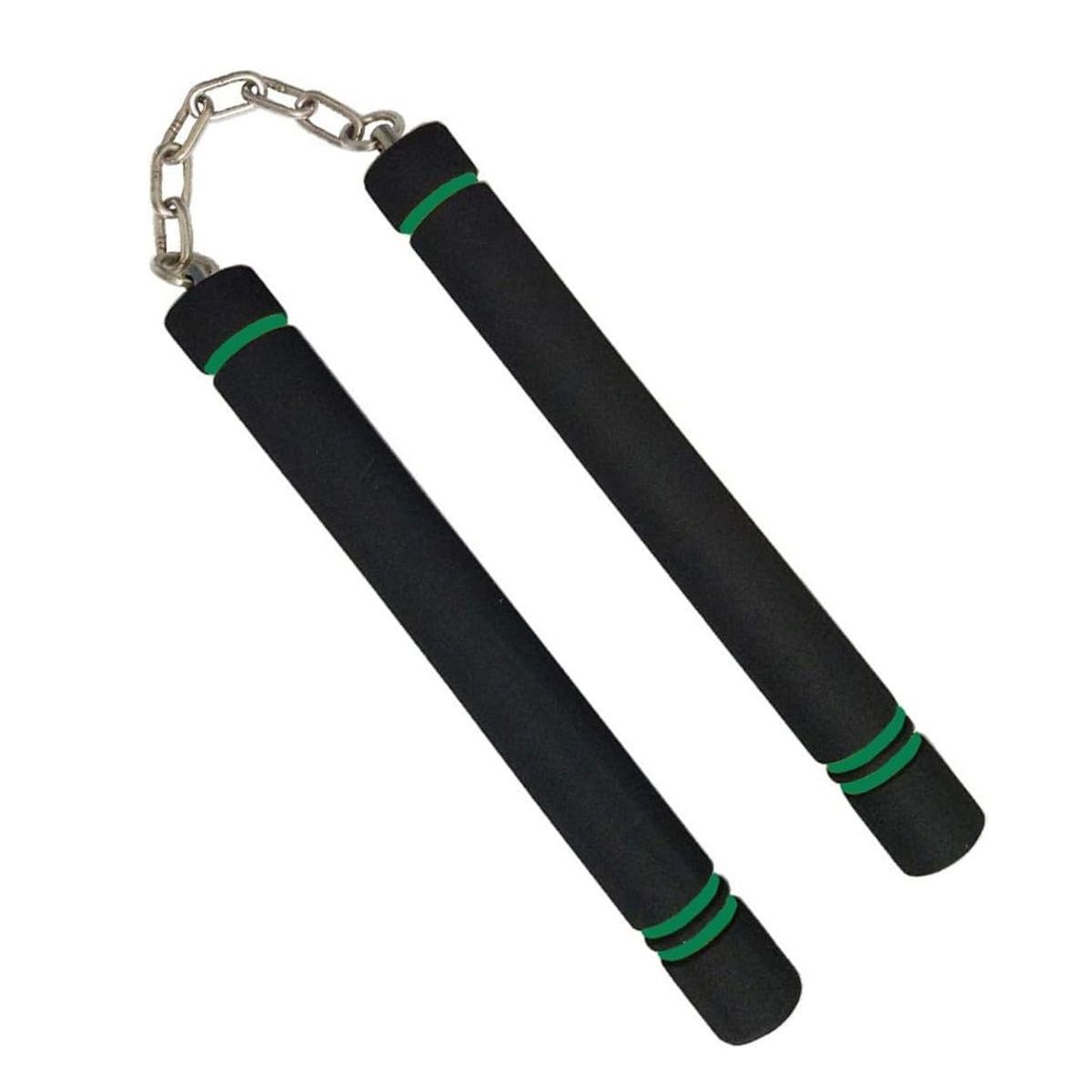 Nunchuck,Safe Foam Training Nunchucks/Nunchakus With Steel Chain For Kids & Beginners Practice And Training,Color: Green & Black_voghion.com