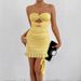 Strapless Cut Out Pleated Sexy Mini Dress For Women Fashion Solid Color Slimmer Bodycon Club Party Sexy Dresses Clubwear D448_voghion.com