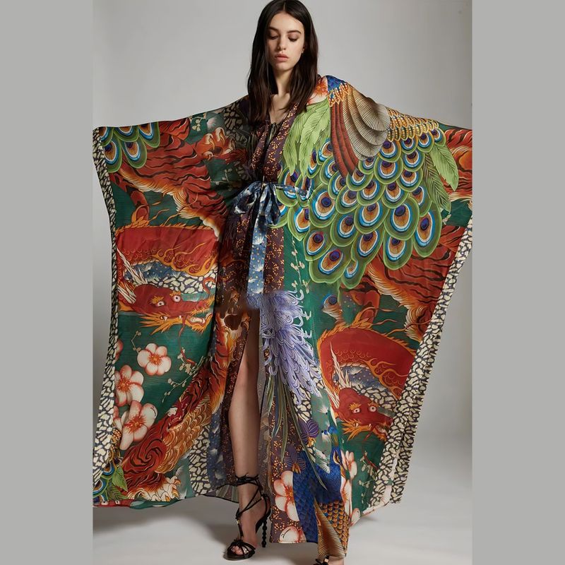 ​​Leichte Strand-Kimono-Strickjacke für Damen – Sonnenschutzshirt mit Blumendruck, Bikini-Wickeltuch, Urlaubskleidung​​_voghion.com