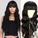 Parrucche con capelli umani naturali e ondulati con frangia per le donne_voghion.com