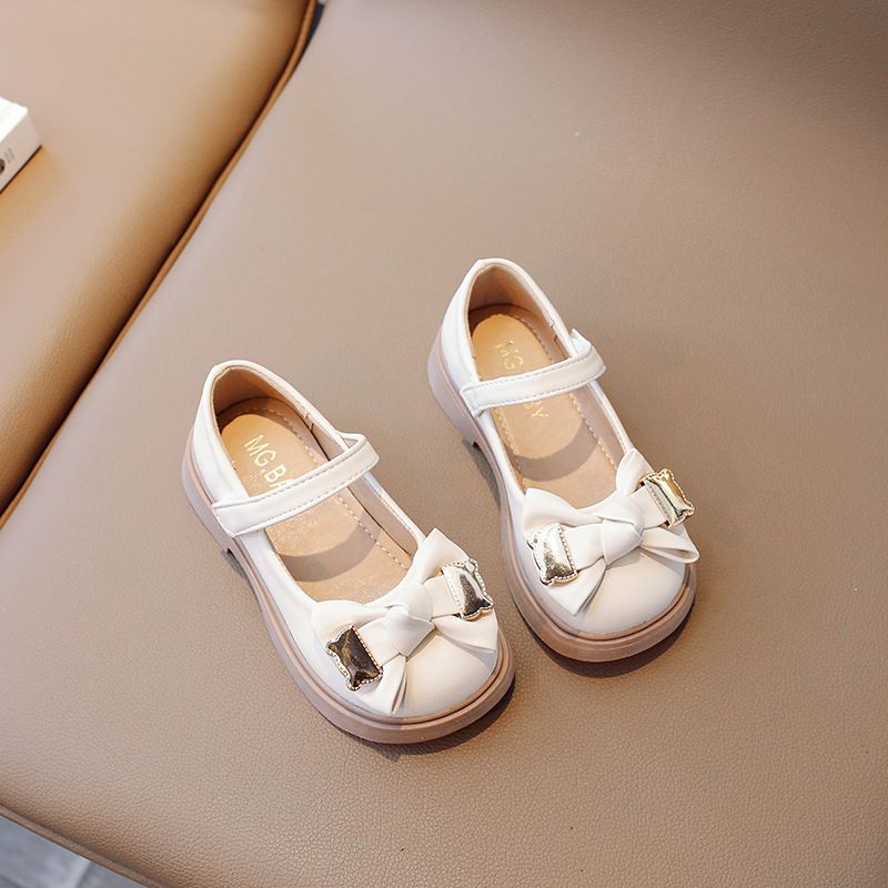 Mother & Kids College style metal buckle children's leather shoes black girls single shoes student performance shoes 2024 autumn new single shoes_voghion.com