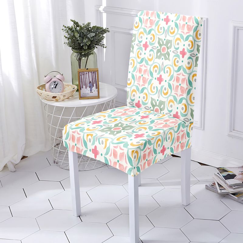 Housses de chaise extensibles de style nordique - Imprimé floral, toutes saisons pour la maison, la salle à manger ou l'hôtel (ensemble de 4 pièces)_voghion.com