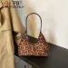 Women Suede Shoulder Leopard Print Hobo Zipper Closure Trendy Retro Handbag Work Shopping Bag_voghion.com
