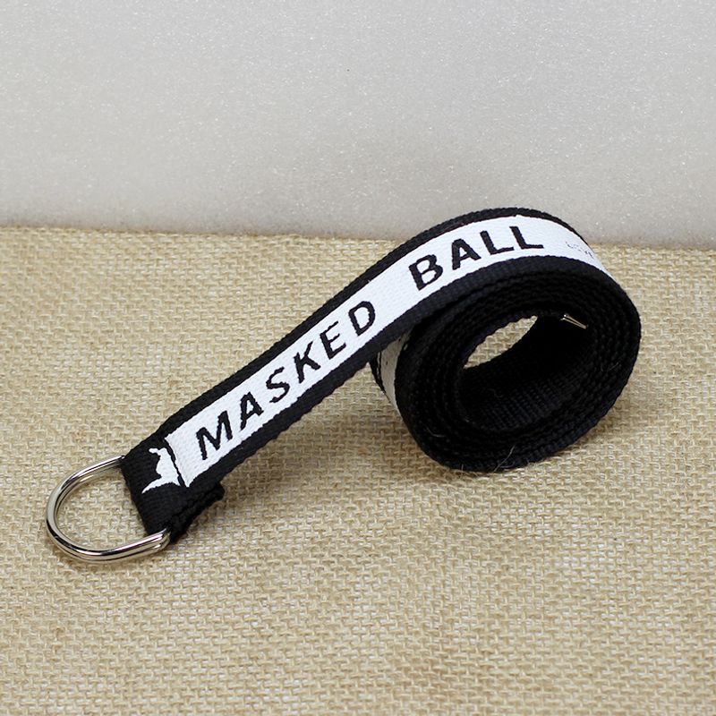 Cinturón de lona de nailon tejido con letras decorativas para mujer_voghion.com