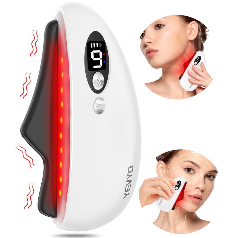 Gua Sha Facial Tool, Electric Black Obsidian Guasha Tool For Face, Chin, Neck, Body, Heated Vibrating Massage Gua Sha Stone For Face Sculpting, Wrinkle Removal, Anti-Aging_voghion.com