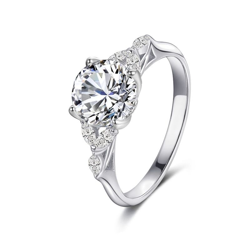 Anello nuziale in argento galvanizzato con diamanti a quattro punte_voghion.com