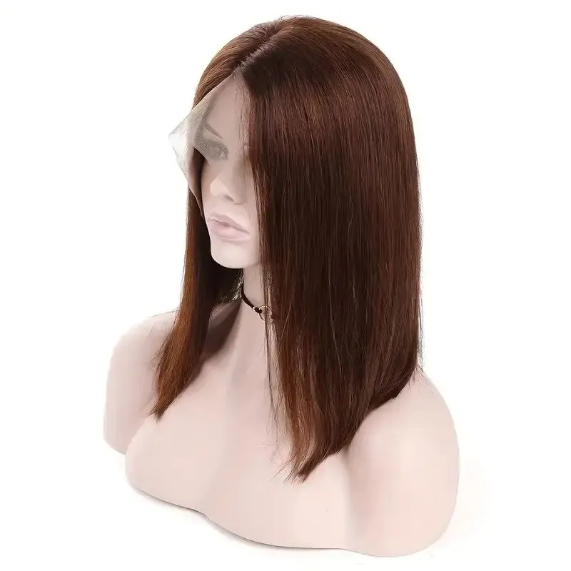 Schokoladenbraune, kurze Bob-Perücke mit Spitzenfront Nr. 4_voghion.com