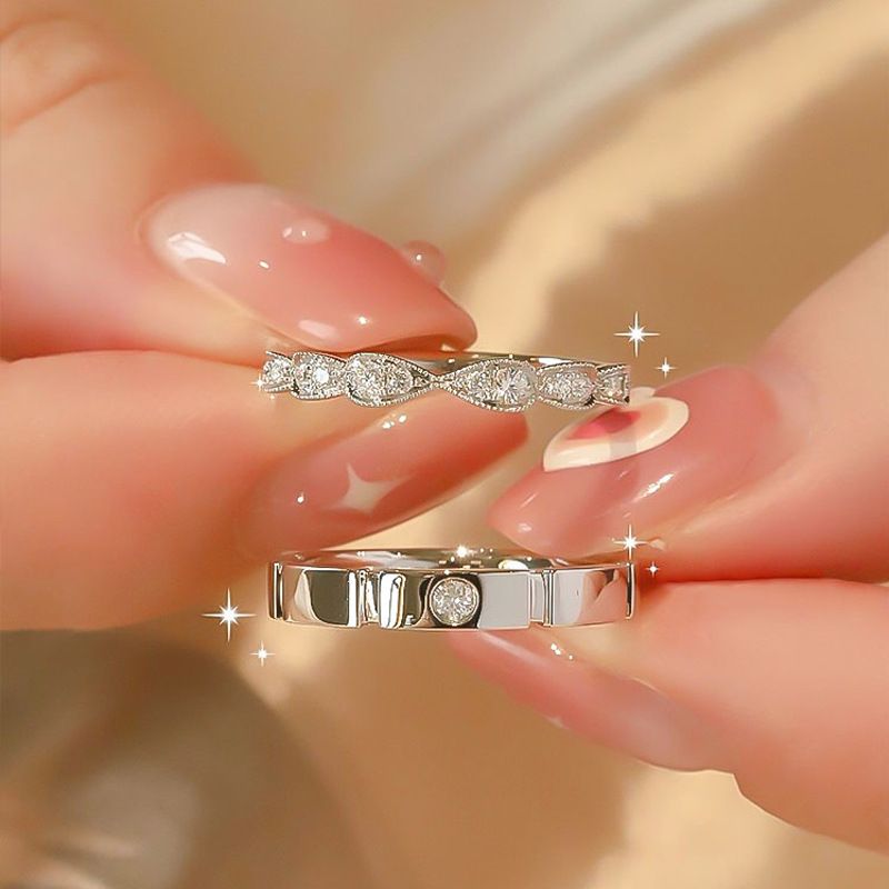 Gözlerdeki Aşk S Saf Gümüş Çift Çift Romantik Işık Lüks Moda Ayarlanabilir Teklif Yüzükleri_voghion.com
