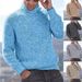Herrenbekleidung hoher Kragen zweifarbiger dicker Pullover warmer Wollpullover_voghion.com