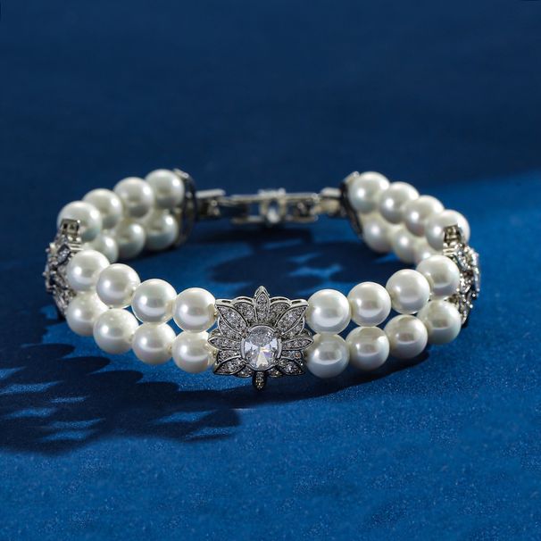 Doppelschichtiges Barock-Muschel-einfaches, elegantes Ins-High-End-Perlenarmband_voghion.com