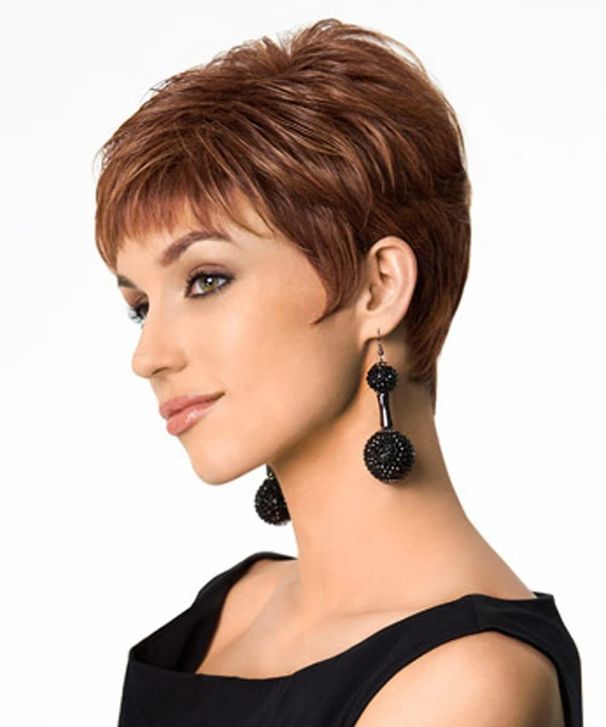 Pelucas sintéticas con clip para mujer, de moda, de cabello corto con flequillo lateral, de cabeza completa._voghion.com