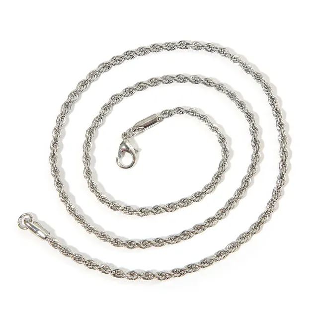 Collana a catena cubana in acciaio inossidabile con larghezza della corda classica pronta da indossare da 3 mm per uomo e donna_voghion.com