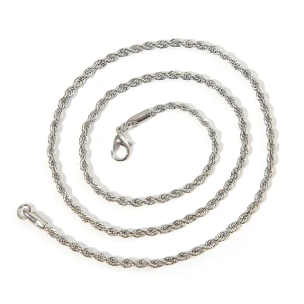 Collana a catena cubana in acciaio inossidabile con larghezza della corda classica pronta da indossare da 3 mm per uomo e donna_voghion.com