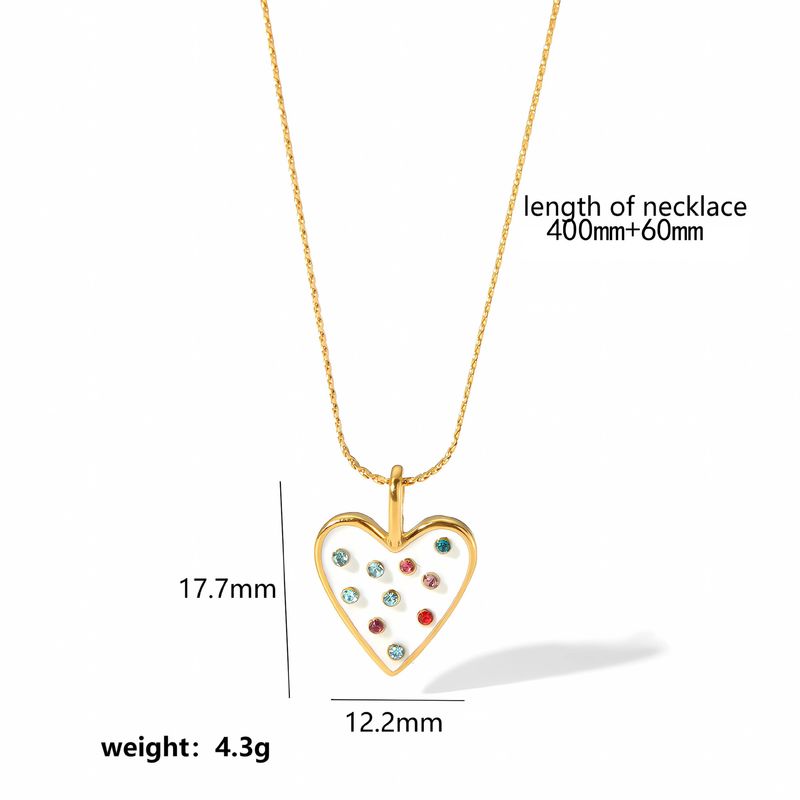 Collana in acciaio al titanio con design a nicchia con diamanti intarsiati colorati a forma di cuore, stile INS, con occhio di demone in oro e acciaio inossidabile per donna_voghion.com