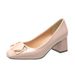 2024 spring new style fashionable shallow-mouth thick-heeled high heels soft leather comfortable slip-on square toe professional work shoes_voghion.com