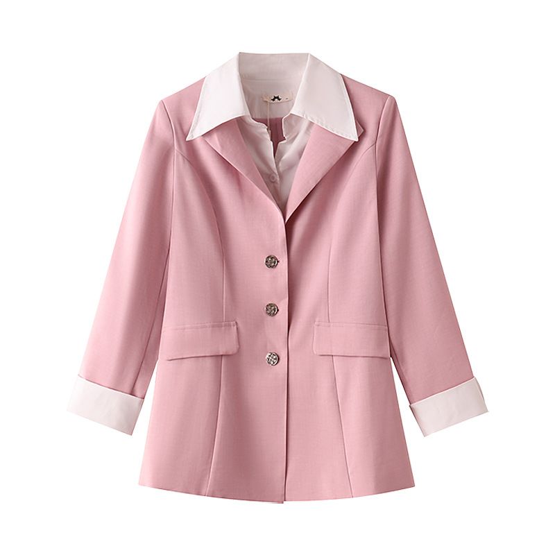 Women's Clothing 130 320 catties plus size POLO collar two piece suit jacket for women spring and autumn style slightly fat mothers for work commuting_voghion.com