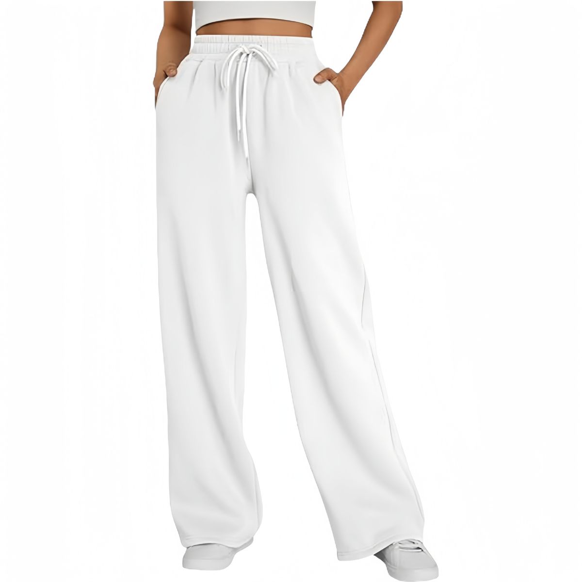 Men's Clothing Wide Leg Sports Pants High Waist Loose Drawstring Jogging Pants With Pockets Sweatpants_voghion.com