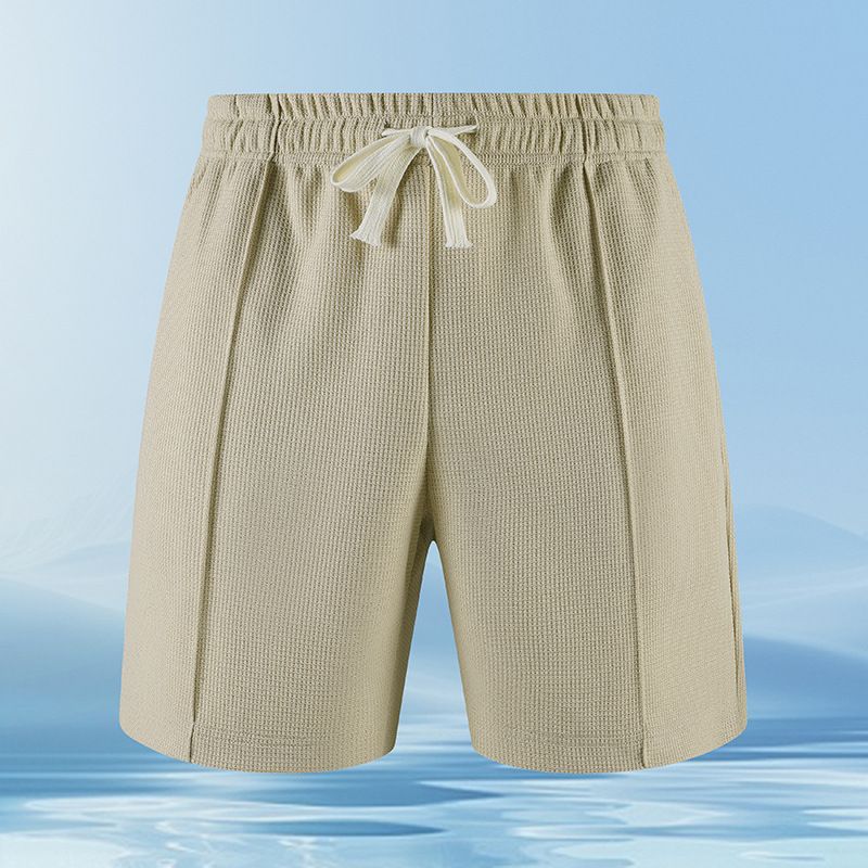 Casual Five Quarter Pants 2025 New Style Teenagers, Loose, Simple, Solid Color, Fashionable, Elastic Waist, Mesh Shorts_voghion.com