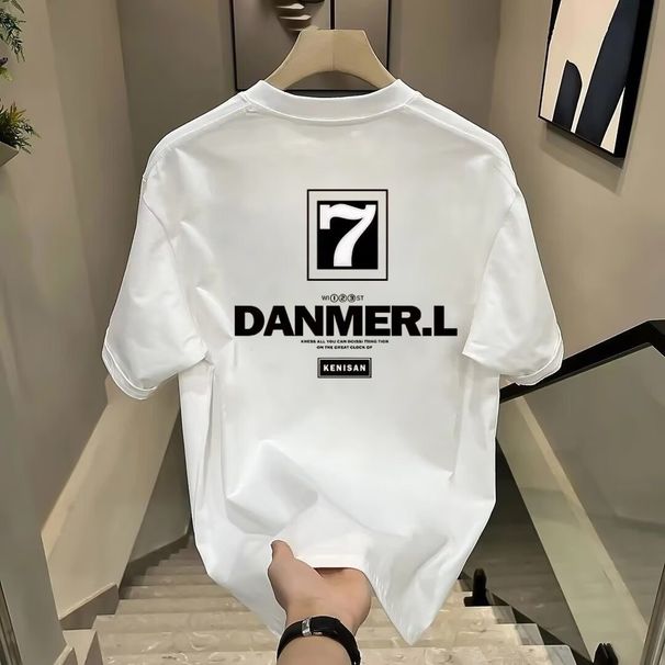 American Letter Printed Short Sleeved White Pure Cotton T-shirt, Trendy Instagram Breathable Bottom Top_voghion.com