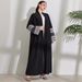 Damenbekleidung Naher Osten Muslimische Mode Elegante Strickjacke Stickerei Gürtel Kleid Tasche Robe_voghion.com