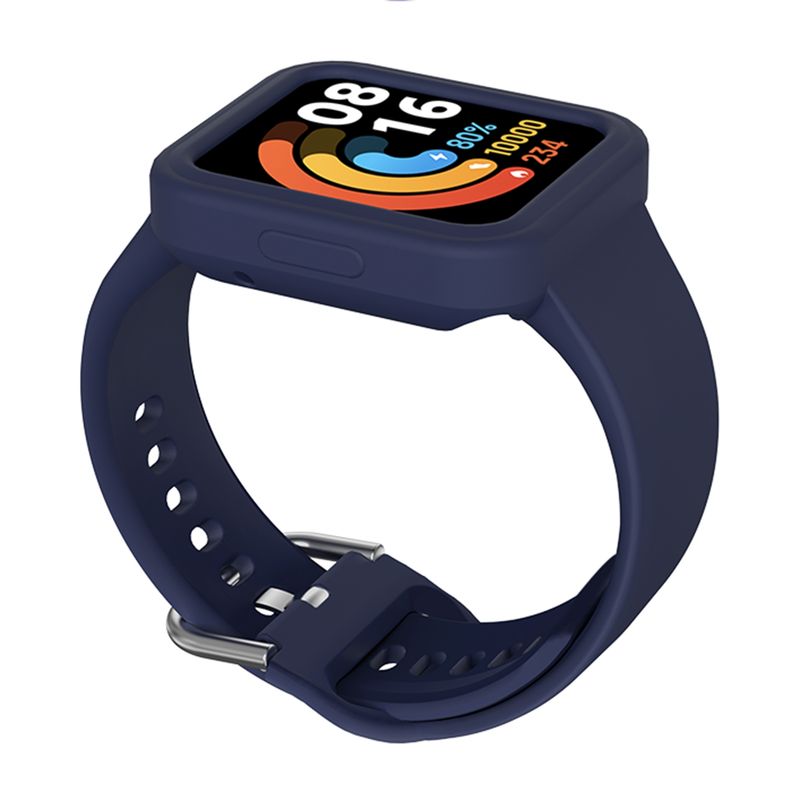 Xiaomi Redmi Watch 2 / Watch 2 Lite okosórához, egyszínű, szilikon, integrált óraszíj (mélyűrkék)_voghion.com