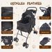 3 In 1 Dog Stroller, 4 Wheels Pet Stroller Dog Cat Stroller For Medium Small Dog Cats Up To 50lbs, Foldable Carrier Jogger Travel Puppy Stroller With Cup Holder & Breathable Mesh_voghion.com