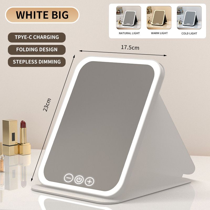 Specchio da trucco da viaggio, specchio da trucco portatile con illuminazione a LED, specchio da trucco con touch screen con rotazione a 360°, specchio cosmetico pieghevole da tavolo ricaricabile_voghion.com